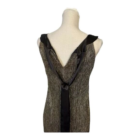 En Focus Studio Size 8 Black And Gold Sleeveless Cocktail Party Shift Dress Tie - Picture 5 of 11